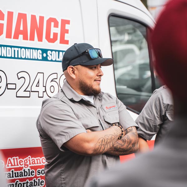 technician in front of van